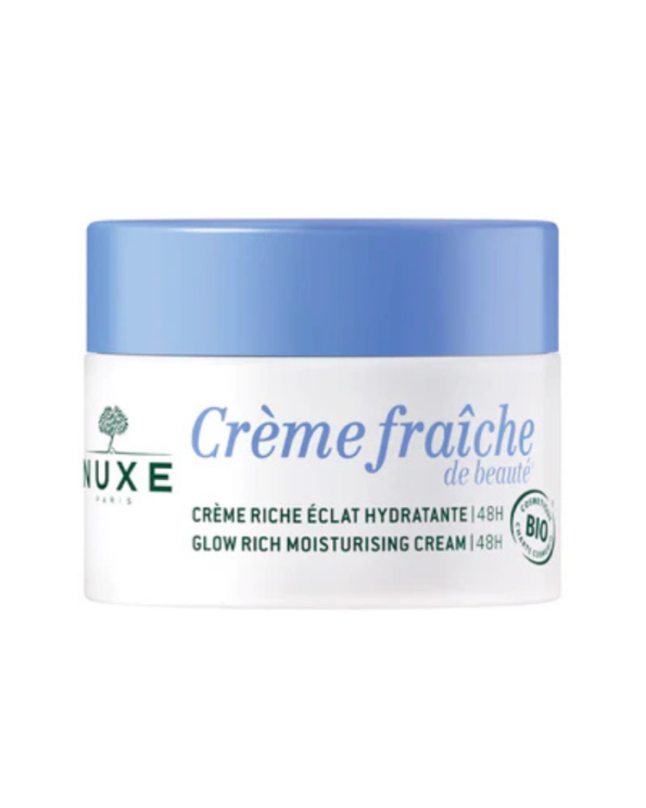 NUXE CRÈME FRAICHE DE BEAUT Crème Riche Éclat Hydratante | 48H, Certifiée Bio 50ML