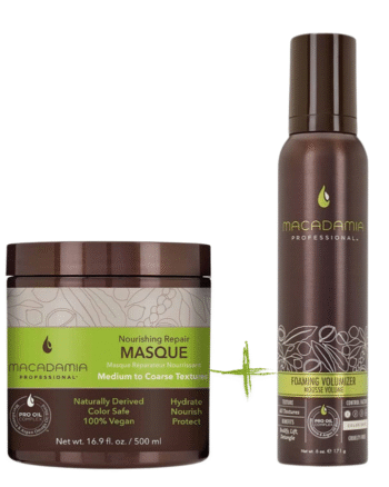 Macadamia Masque Hydratant Nourrissant 500 ml+ Volumateur Moussant Professionnel 171 ml
