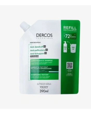 Vichy Dercos Shampooing Éco-Recharge Anti pelliculaire DS Cheveux normaux à gras 390 ml